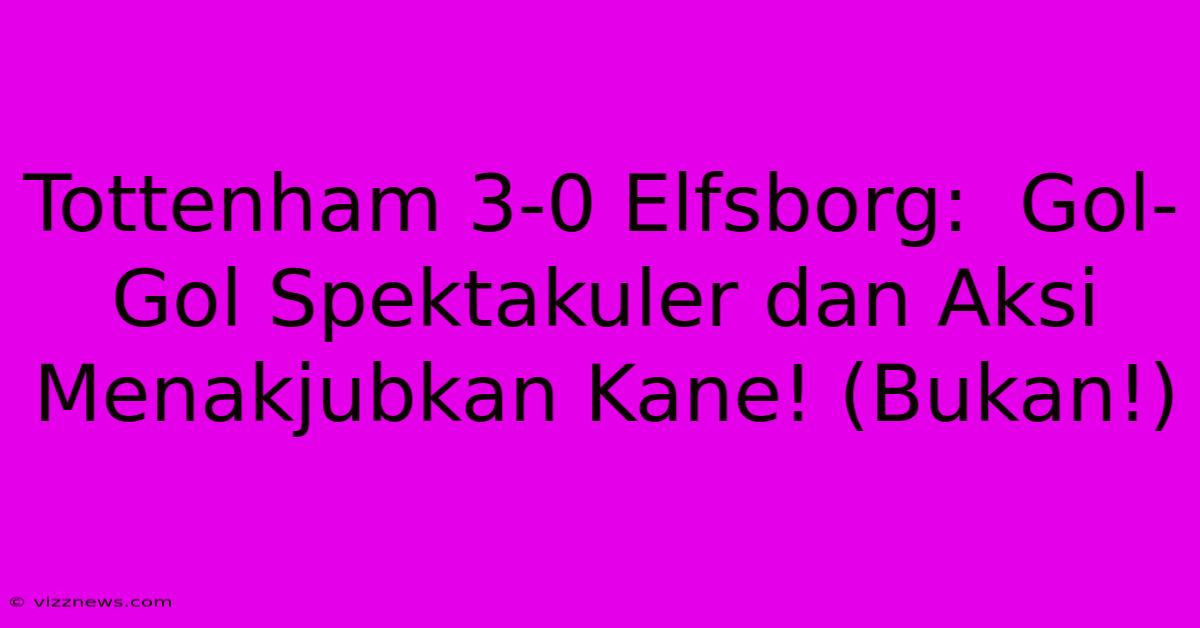 Tottenham 3-0 Elfsborg: Gol-Gol Spektakuler Dan Aksi Menakjubkan Kane! (Bukan!) Tottenham 3-0 Elfsborg: Gol-Gol Spektakuler Dan Aksi Menakjubkan Kane! (Bukan!)
